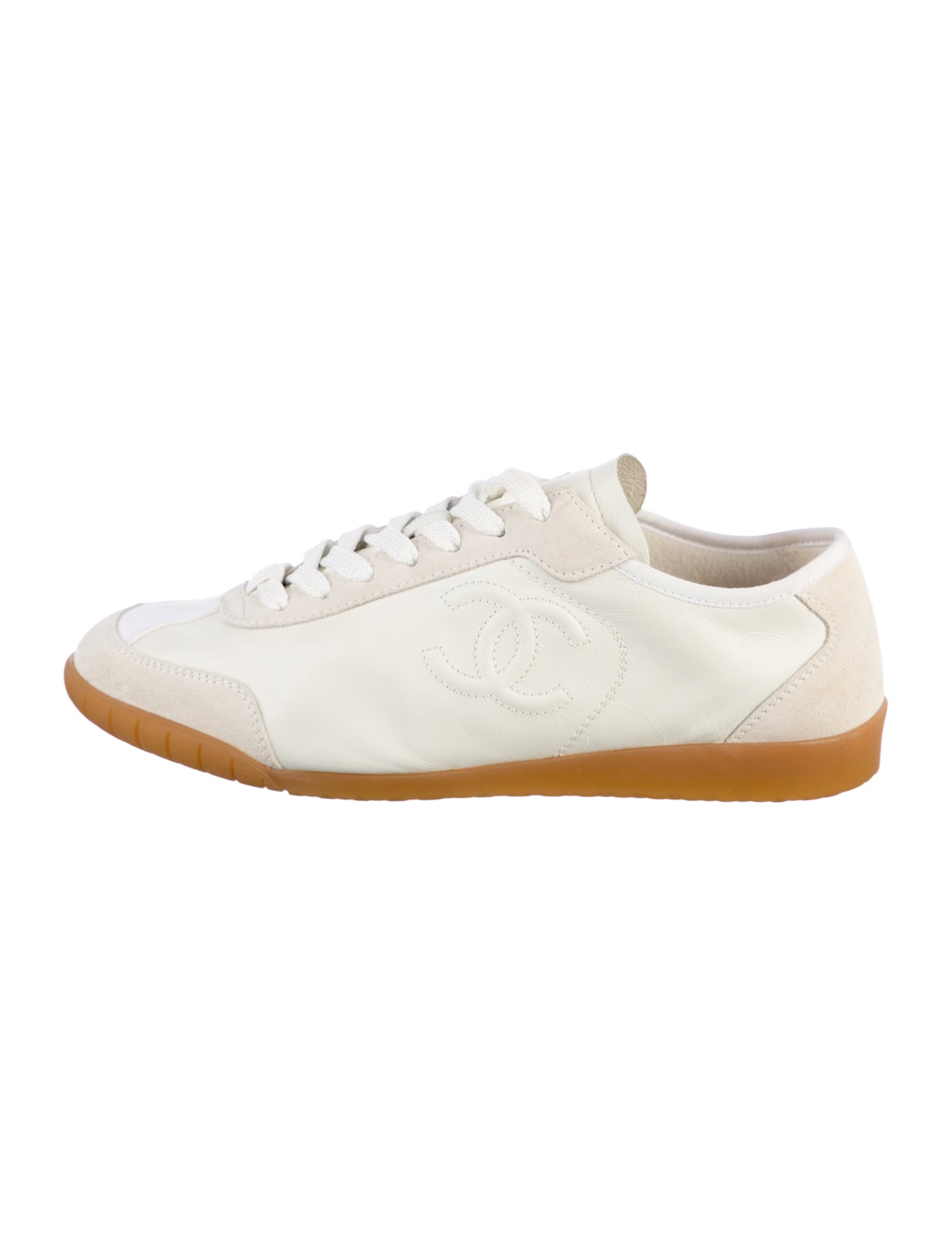 Chanel Interlocking CC Logo Leather Sneakers