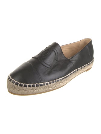 Chanel Interlocking CC Logo Leather Espadrilles