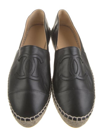 Chanel Interlocking CC Logo Leather Espadrilles
