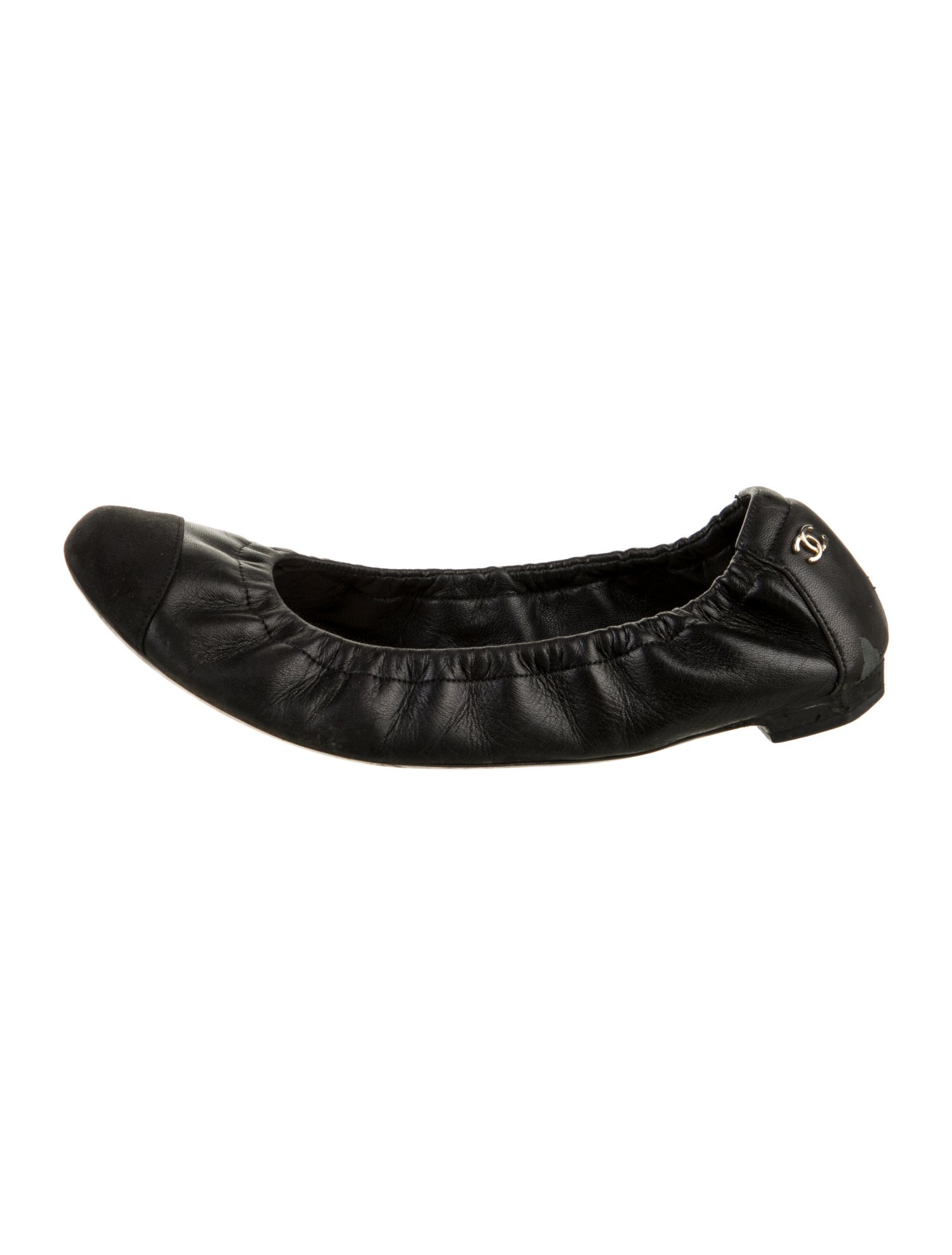 Chanel Interlocking CC Logo Leather Ballet Flats