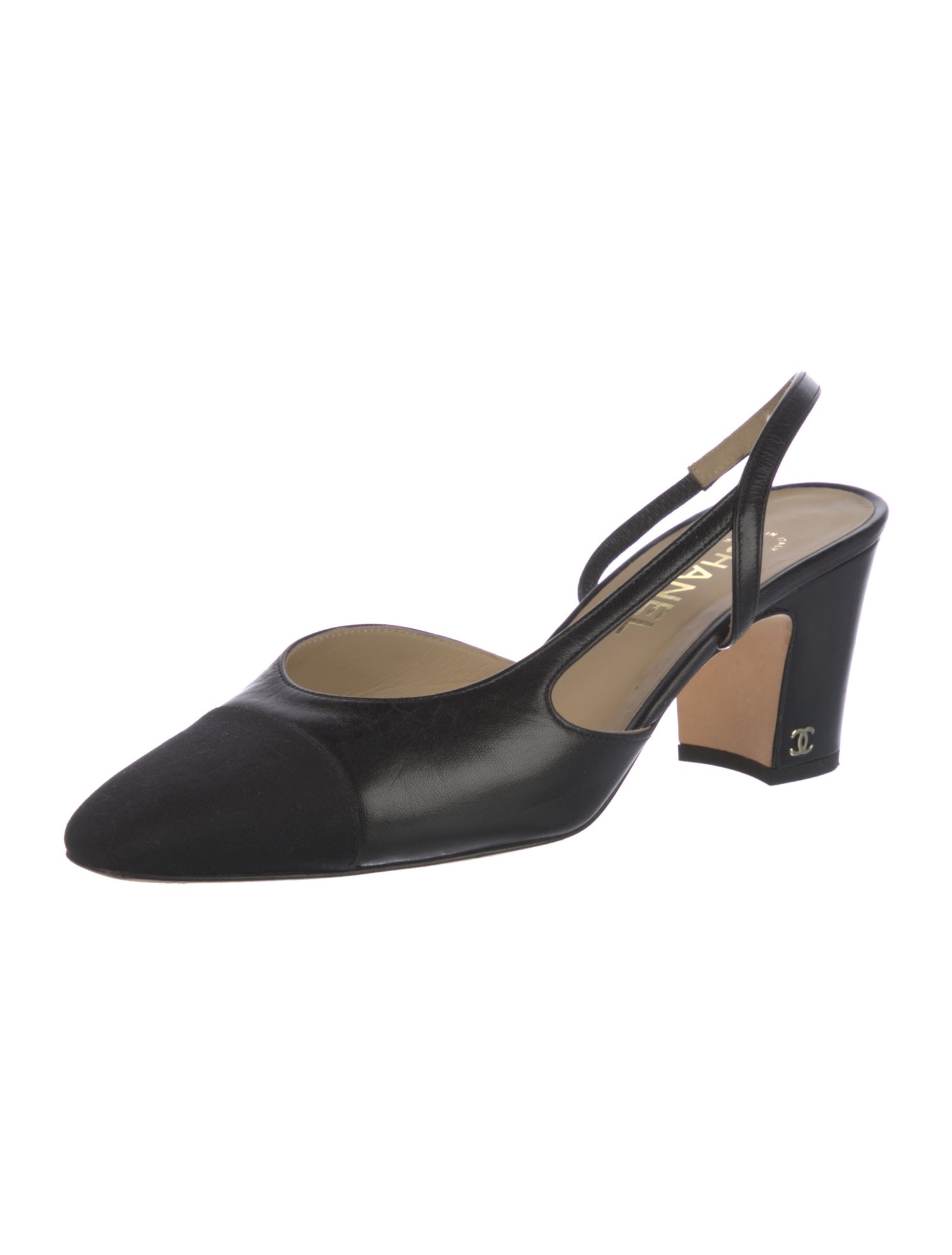 Chanel Interlocking CC Logo Lambskin Slingback Pumps