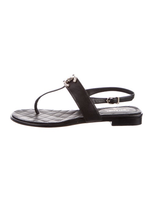 Chanel 2021 Interlocking CC Logo T-Strap Sandals
