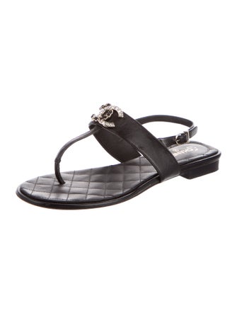 Chanel 2021 Interlocking CC Logo T-Strap Sandals