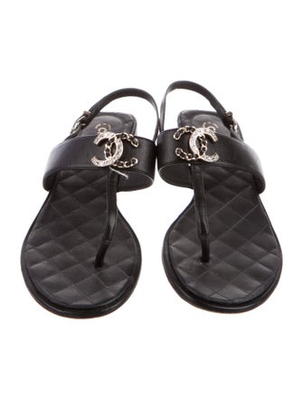Chanel 2021 Interlocking CC Logo T-Strap Sandals