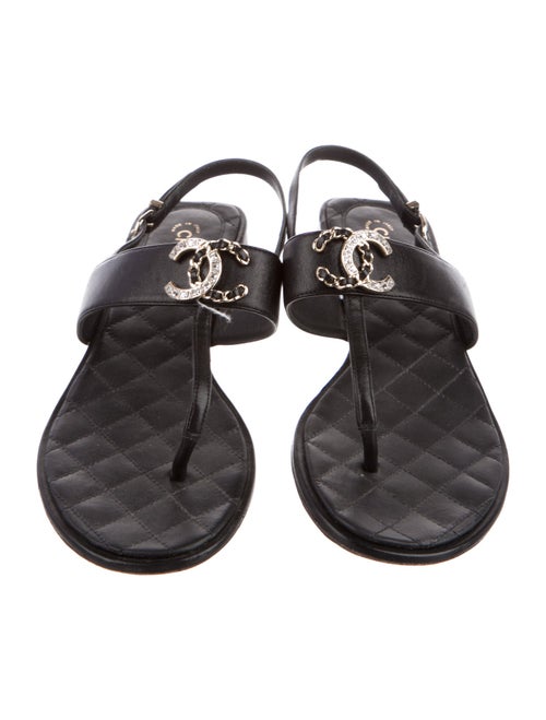 Chanel 2021 Interlocking CC Logo T-Strap Sandals