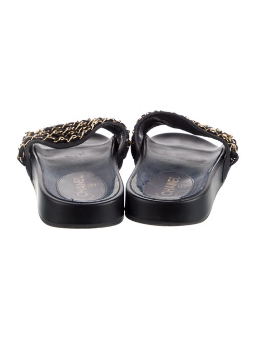 Chanel Interlocking CC Logo Leather Slides