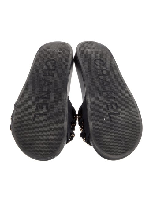 Chanel Interlocking CC Logo Leather Slides