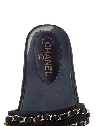 Chanel Interlocking CC Logo Leather Slides