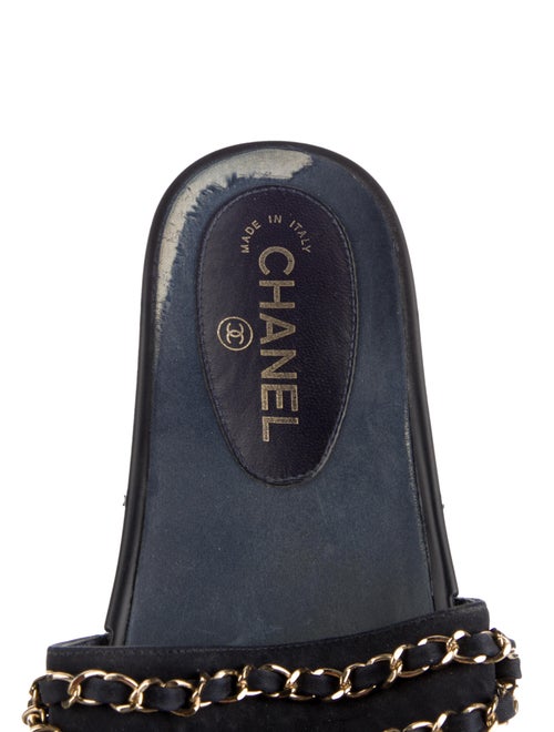 Chanel Interlocking CC Logo Leather Slides