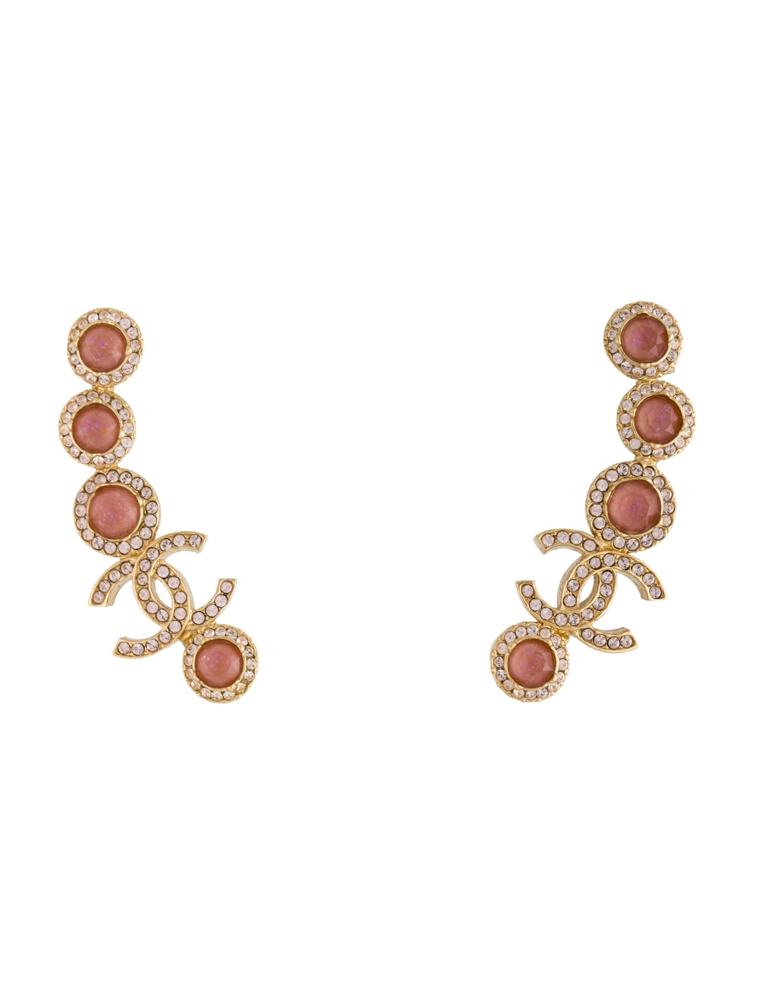 Chanel 2023 Strass CC Ear Climber Earrings