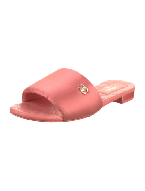 Chanel Interlocking CC Logo Satin Slides