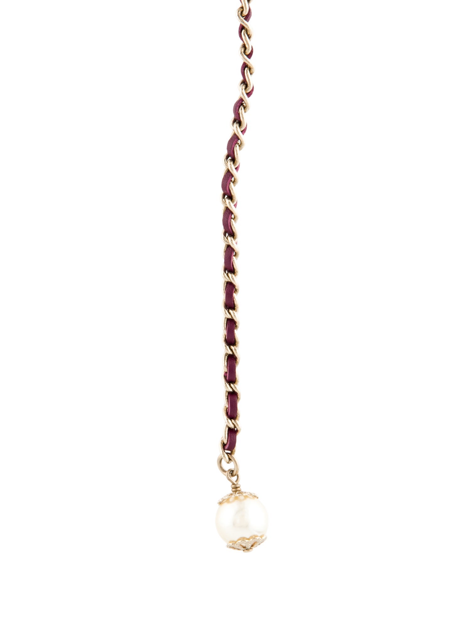 Chanel Faux Pearl & Leather CC Choker Necklace