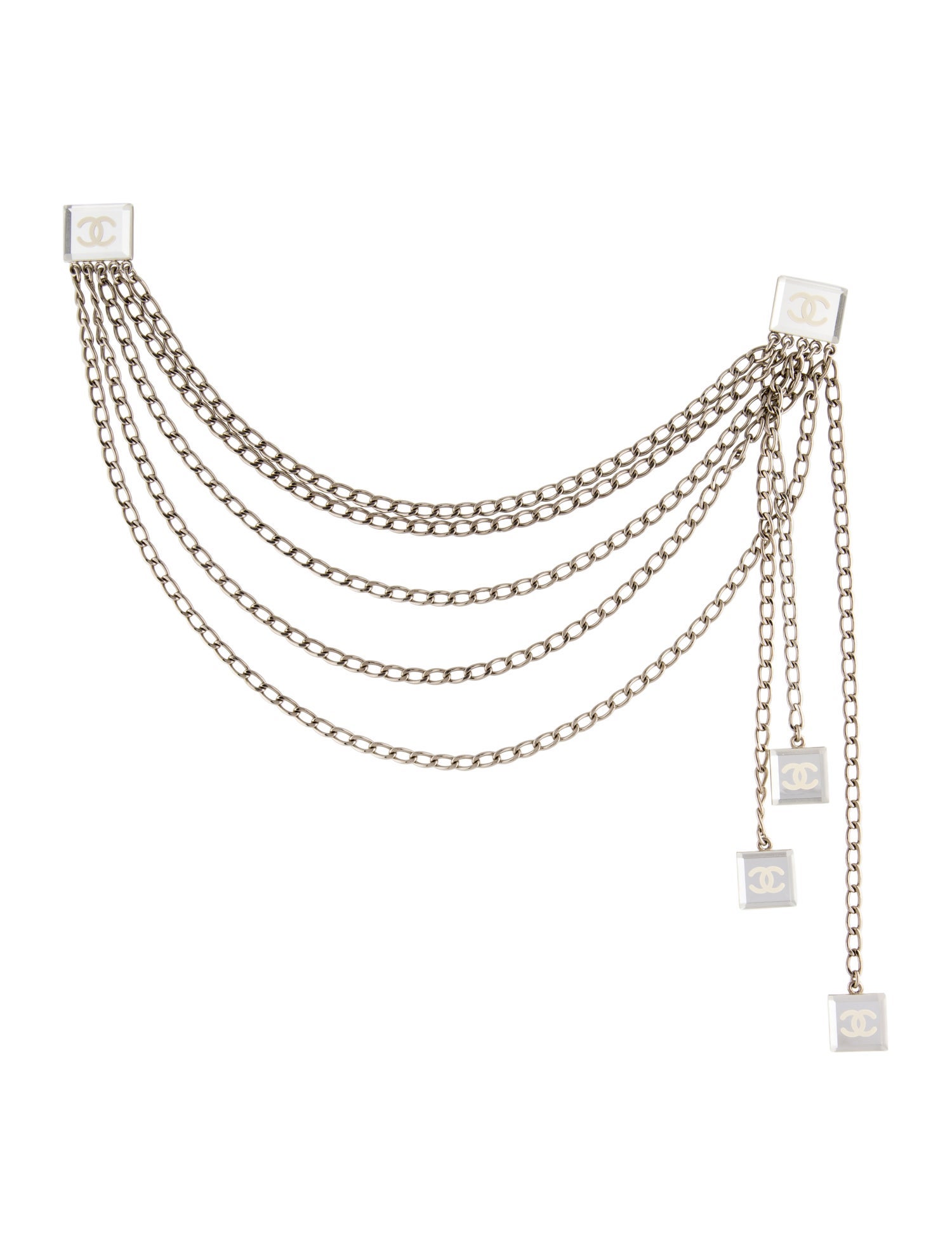 Chanel Vintage CC Mirrored Multistrand Collar Clip