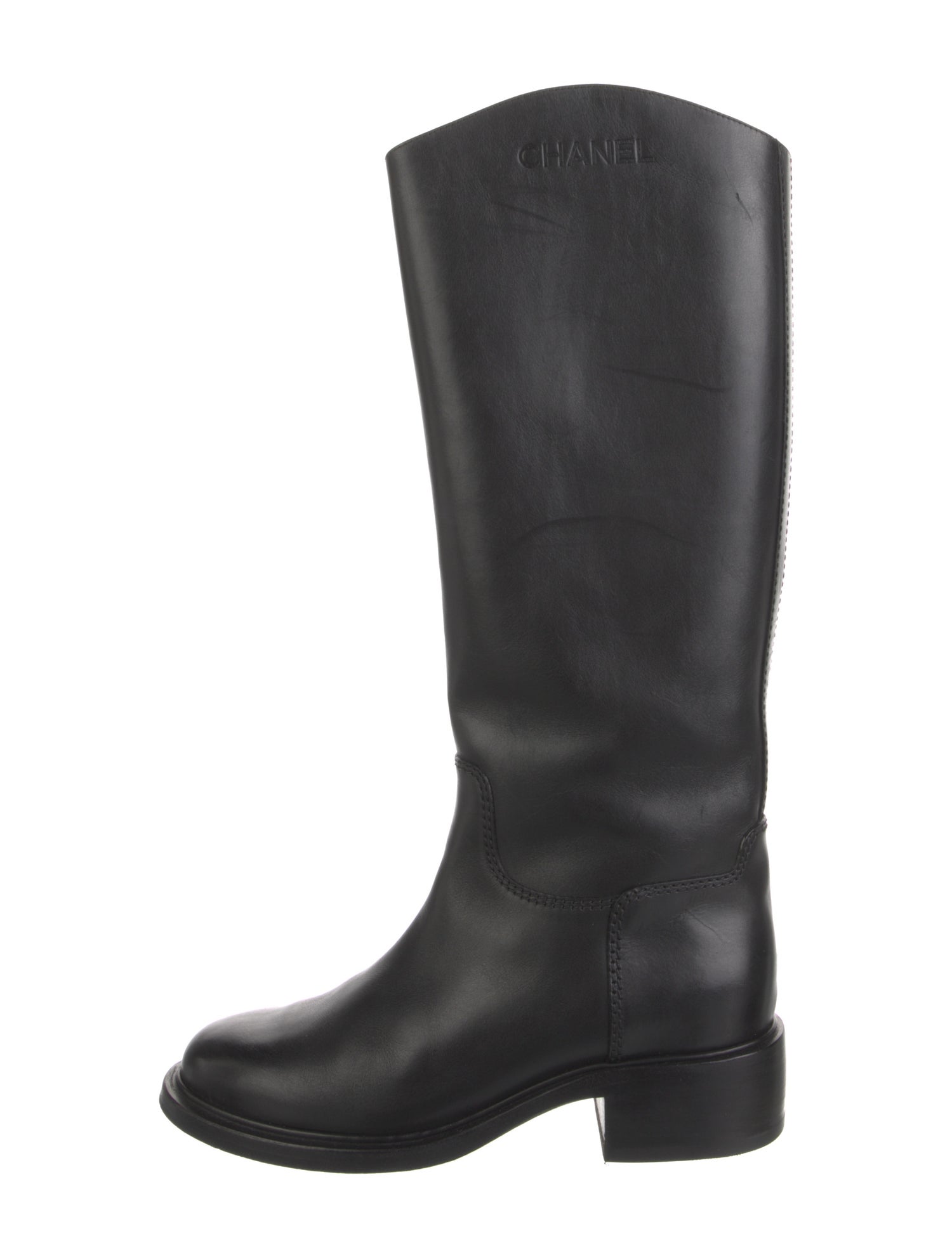Chanel Interlocking CC Logo Leather Riding Boots