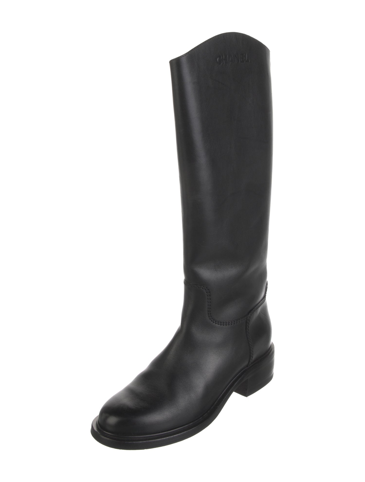 Chanel Interlocking CC Logo Leather Riding Boots