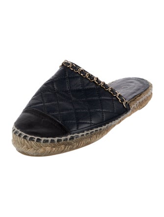 Chanel Interlocking CC Logo Leather Espadrilles