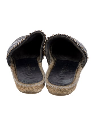 Chanel Interlocking CC Logo Leather Espadrilles