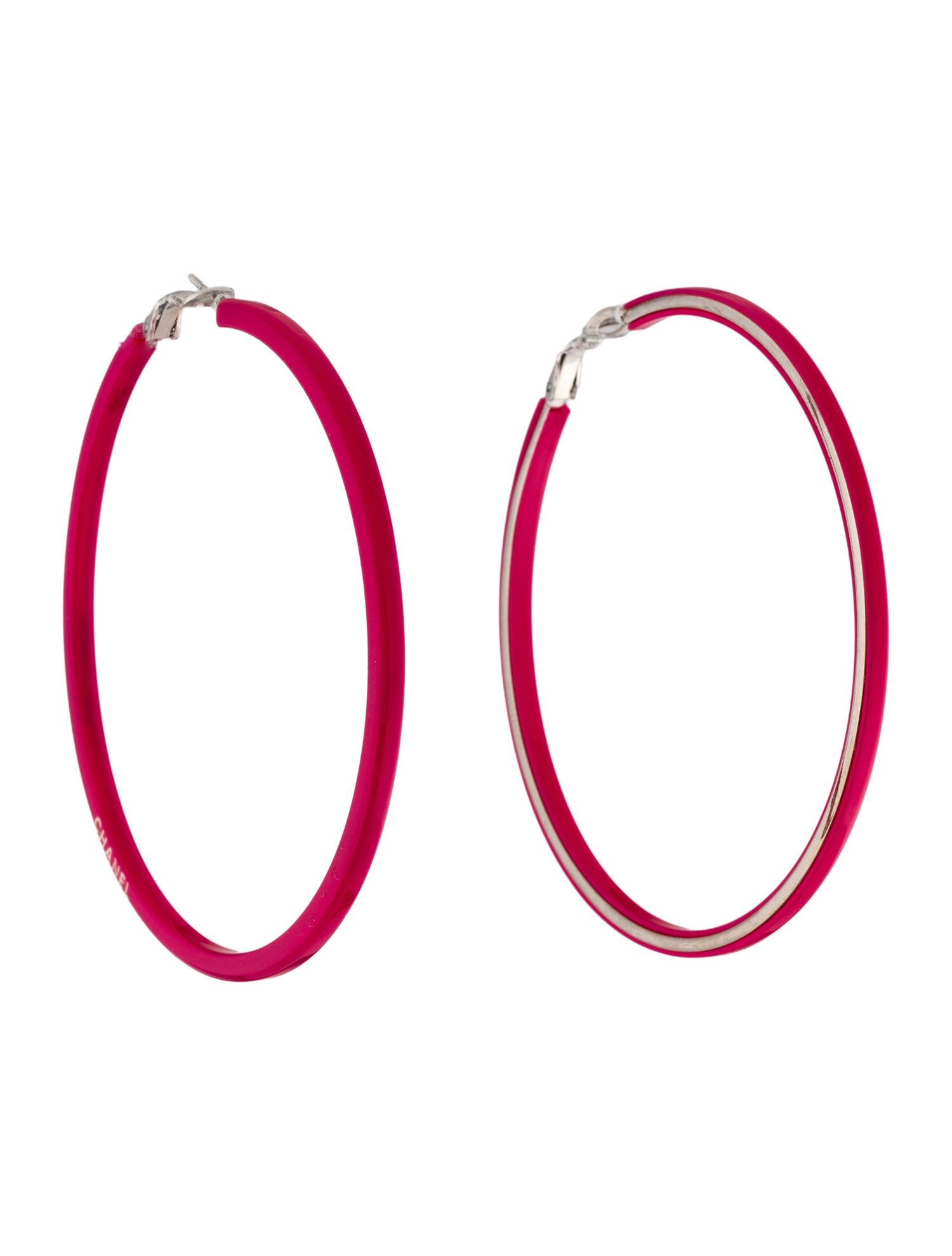 Chanel Resin CC Large Hoop Earrings