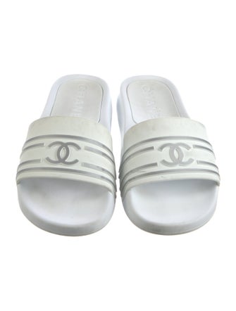 Chanel Interlocking CC Logo Rubber Slides