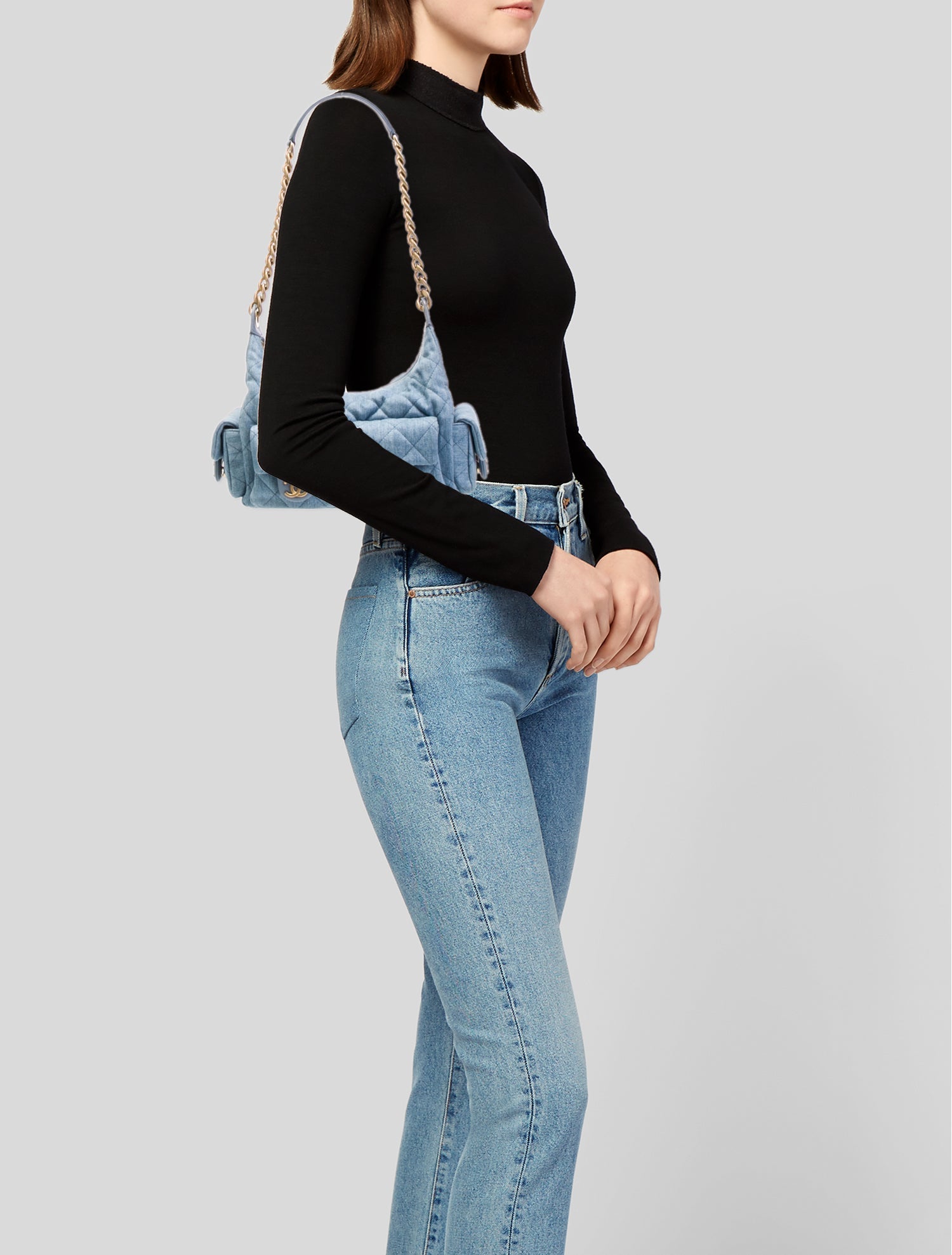 Chanel Large Washed Denim Cargo Hobo