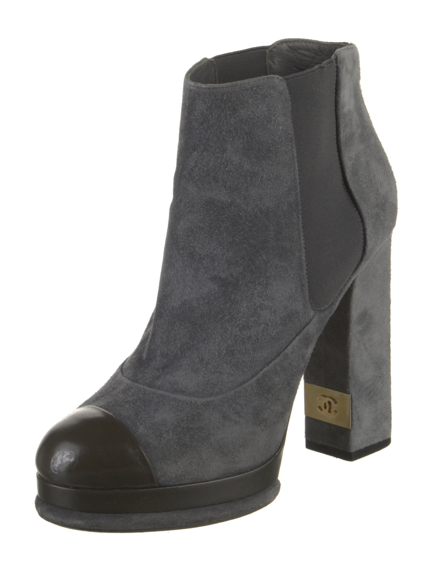 Chanel Interlocking CC Logo Suede Chelsea Boots