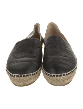 Chanel Interlocking CC Logo Leather Espadrilles