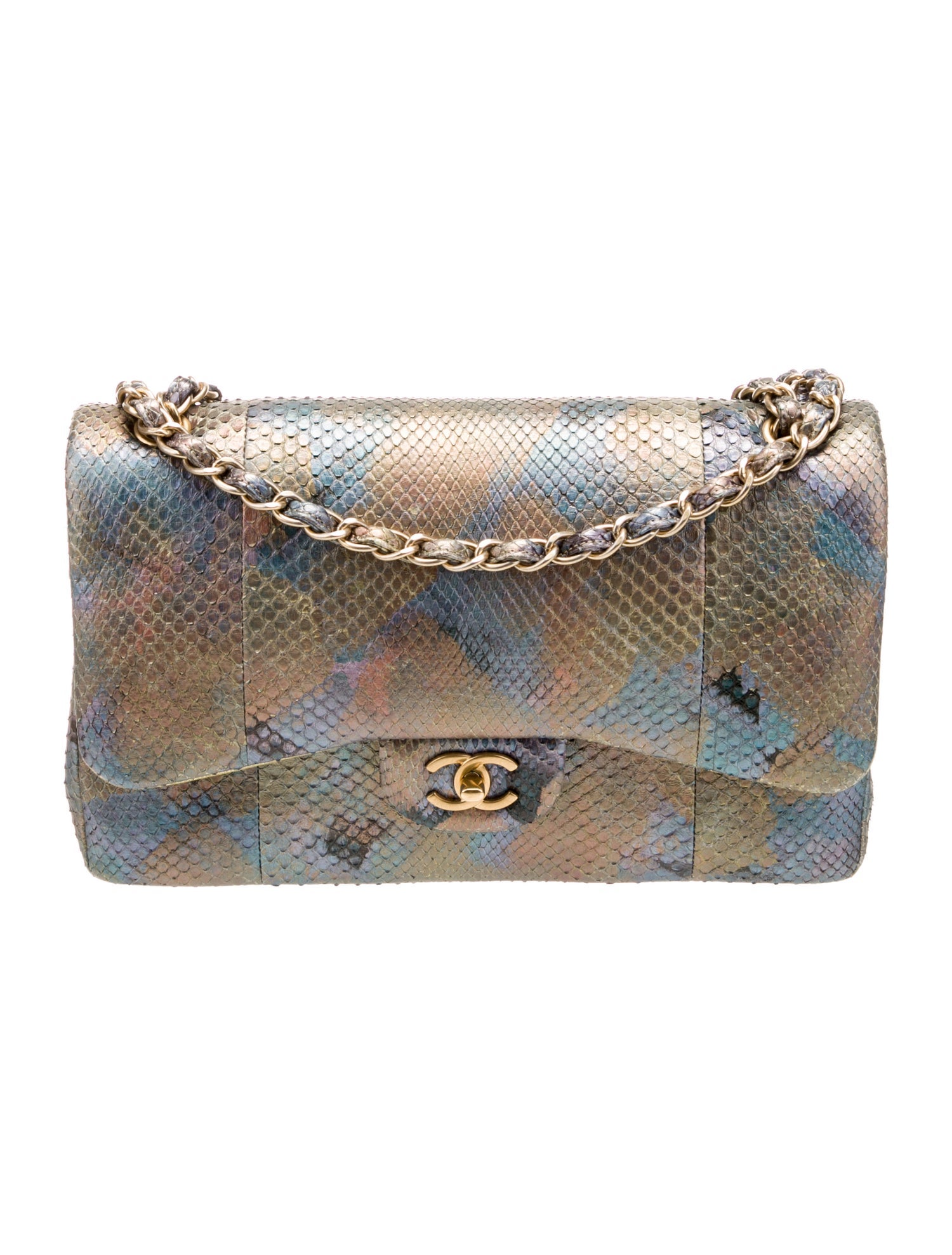 Chanel Python Classic Jumbo Double Flap Bag