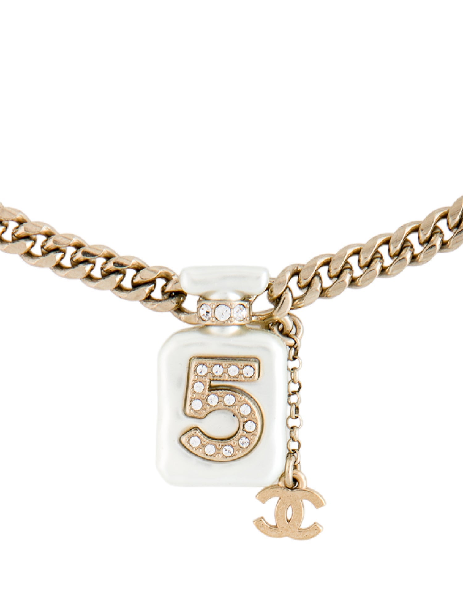 Chanel 2022 Faux Pearl, Resin, & Strass #5 Choker Necklace