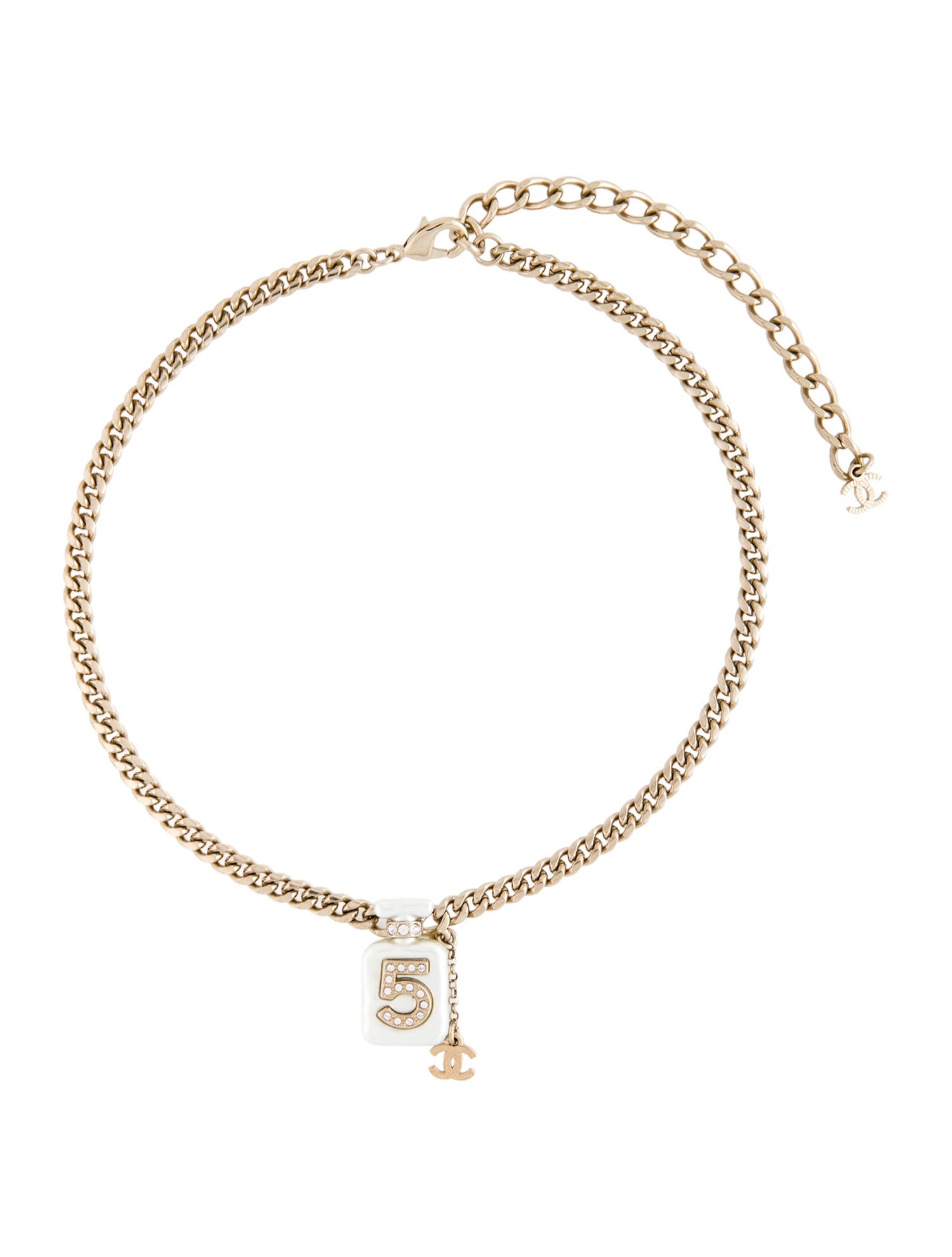 Chanel 2022 Faux Pearl, Resin, & Strass #5 Choker Necklace