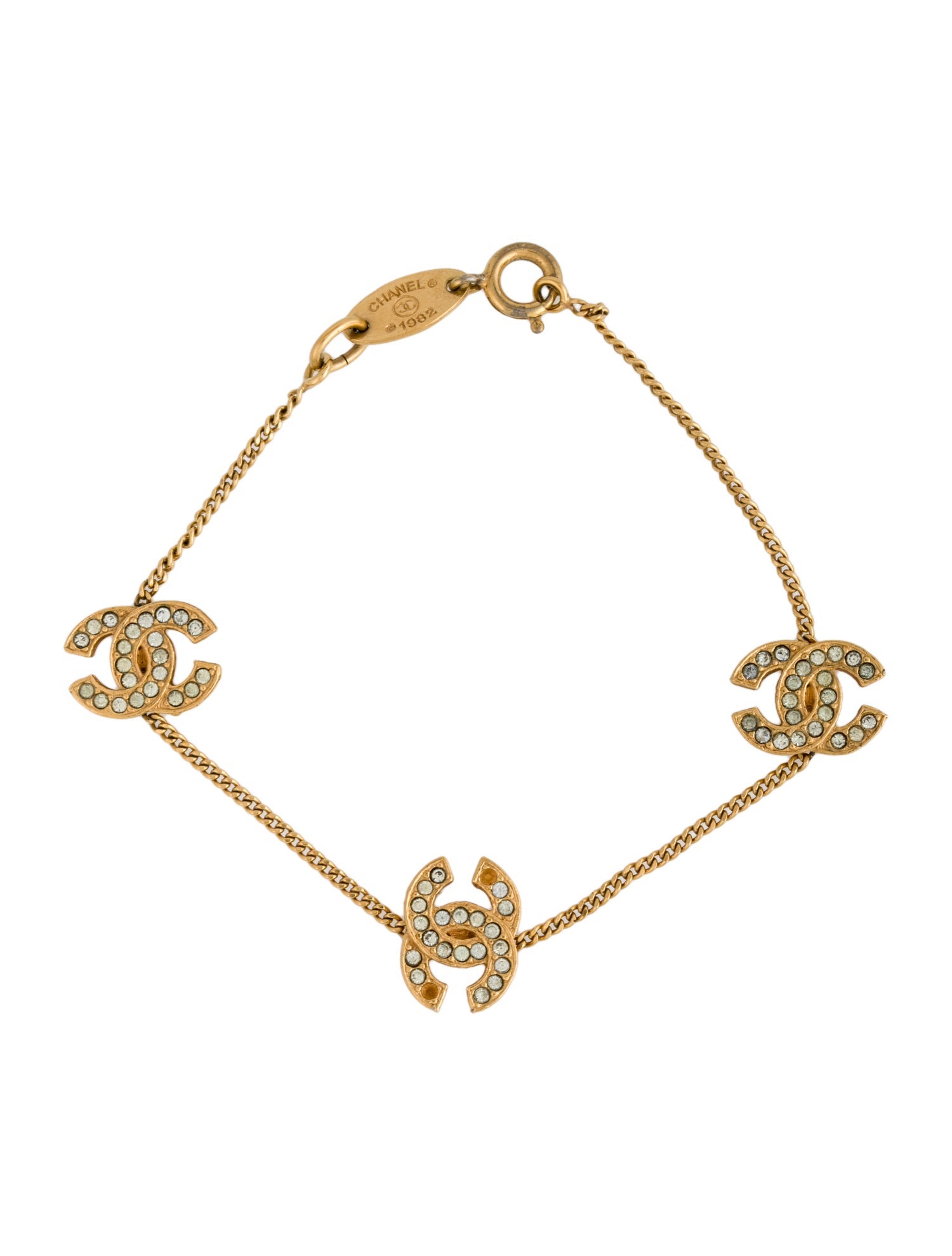 Chanel Vintage Strass CC Station Bracelet