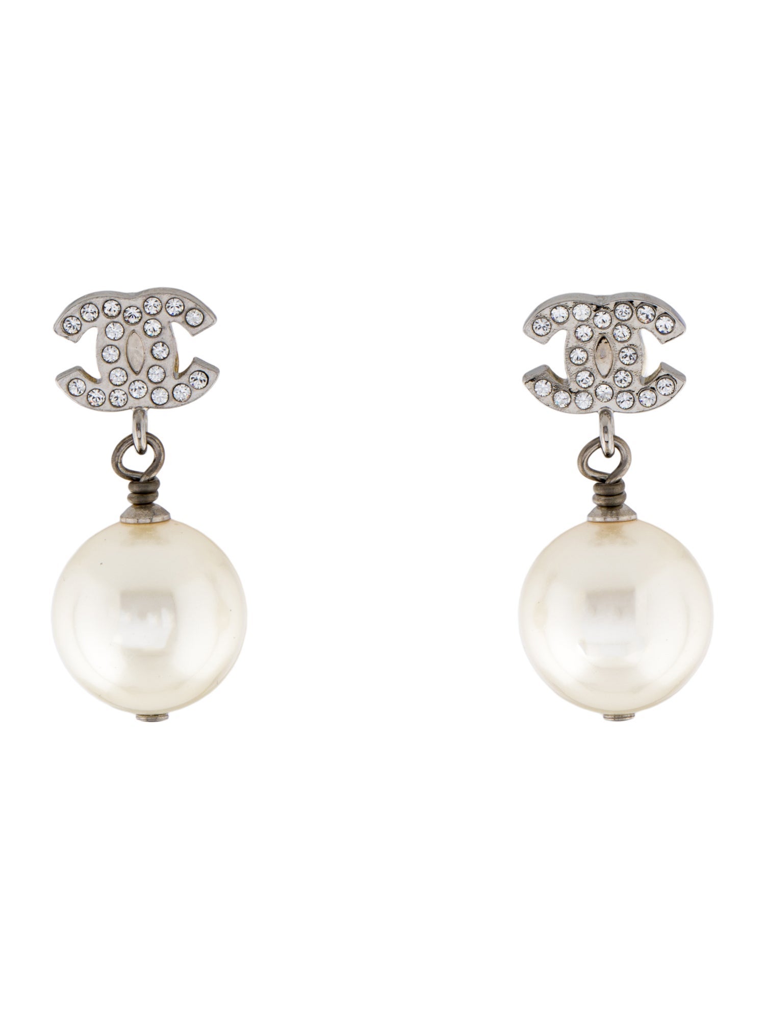 Chanel 2025 Faux Pearl & Strass CC Drop Earrings