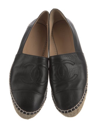 Chanel Interlocking CC Logo Leather Espadrilles