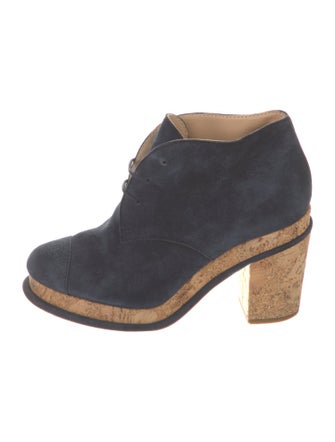 Chanel Interlocking CC Logo Suede Lace-Up Boots