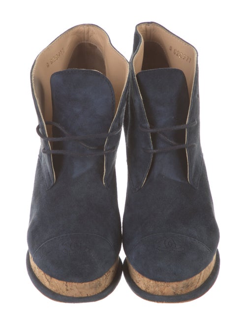 Chanel Interlocking CC Logo Suede Lace-Up Boots