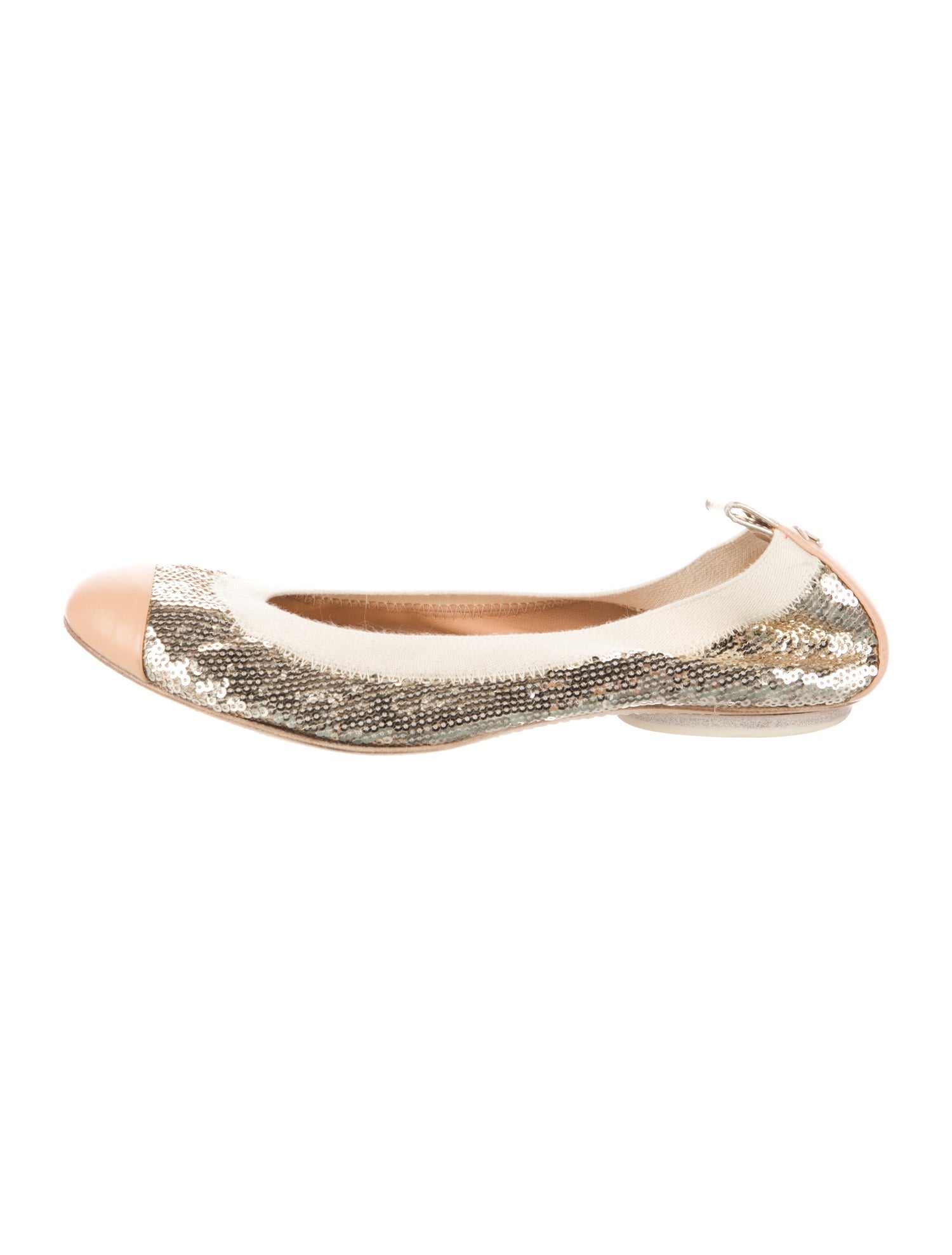 Chanel Interlocking CC Logo Sequins Ballet Flats