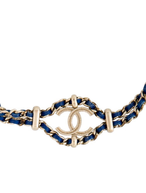 Chanel Faux Pearl & Leather CC Choker Necklace