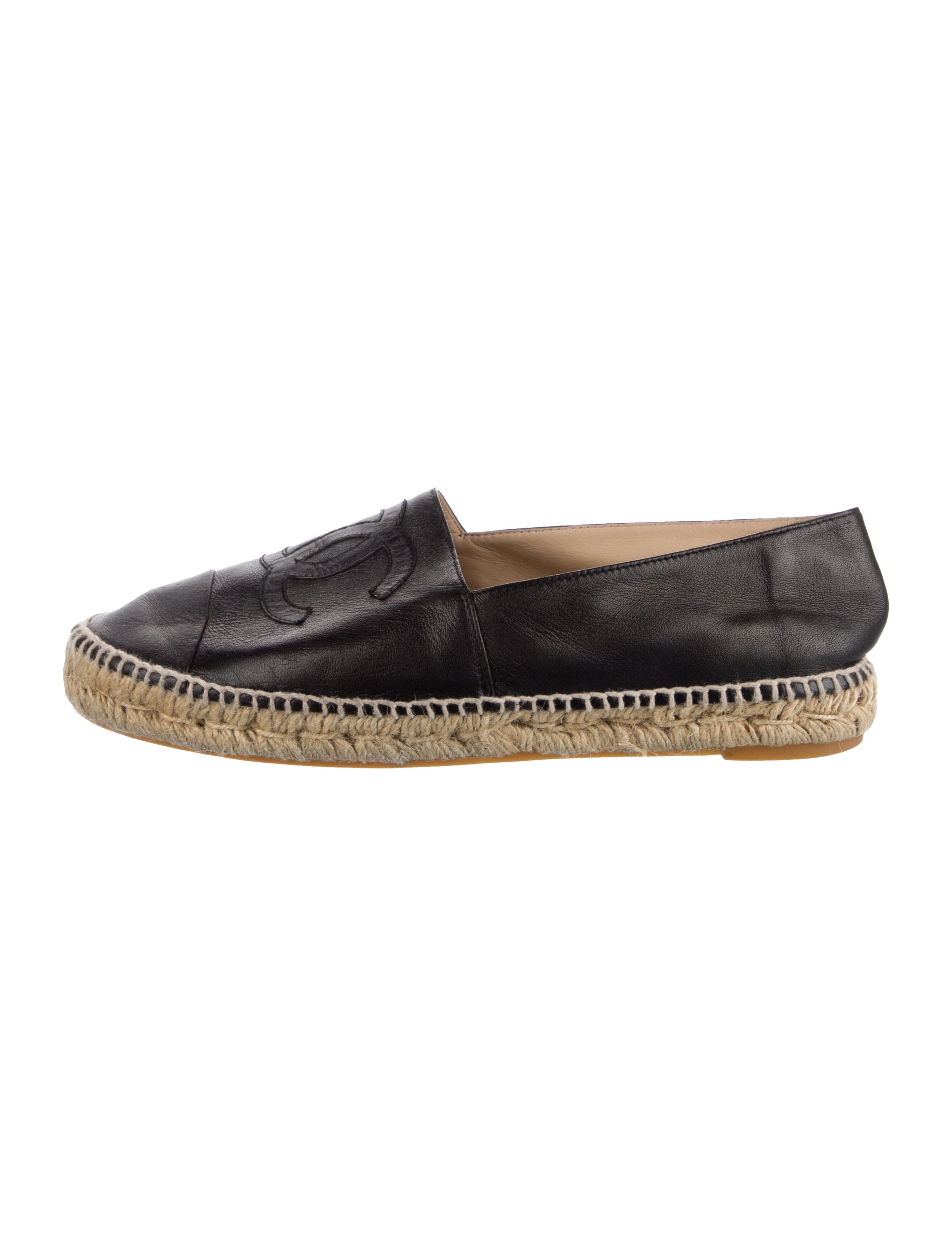 Chanel Interlocking CC Logo Leather Espadrilles