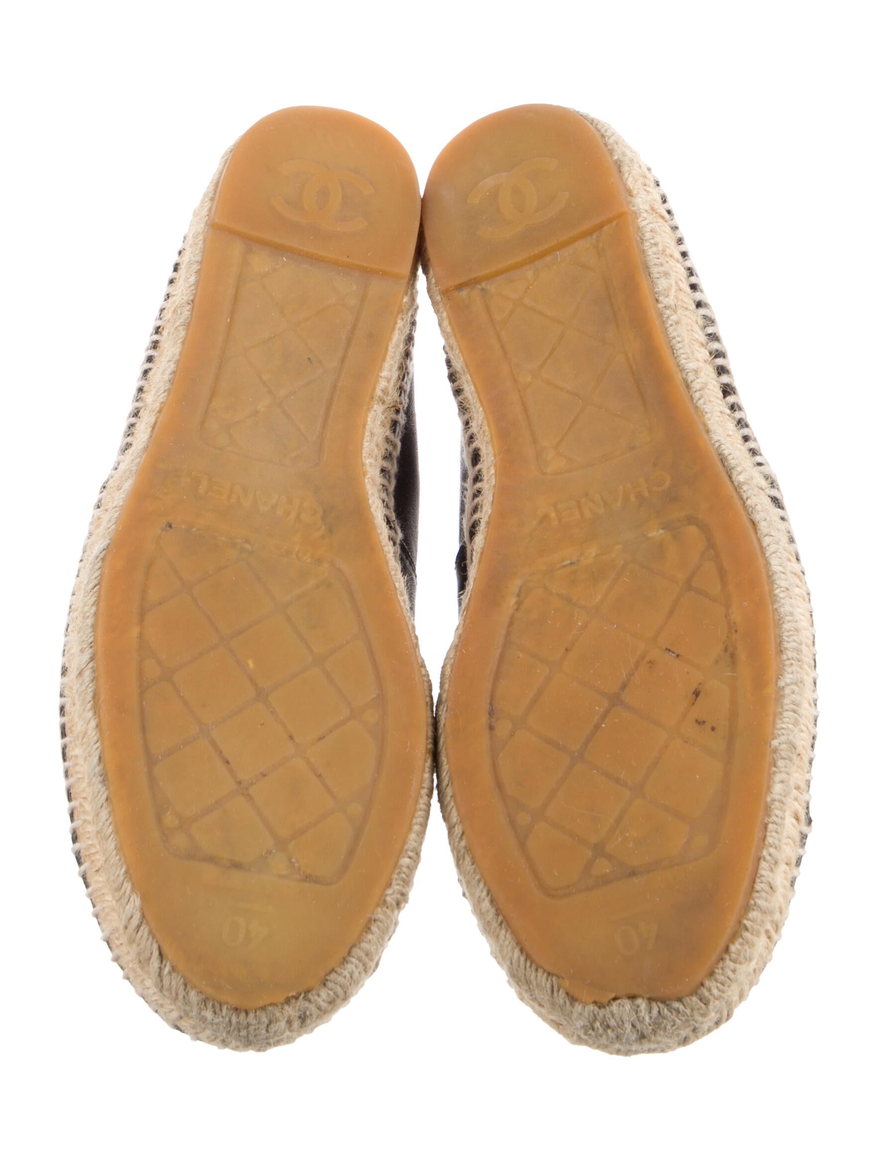 Chanel Interlocking CC Logo Leather Espadrilles