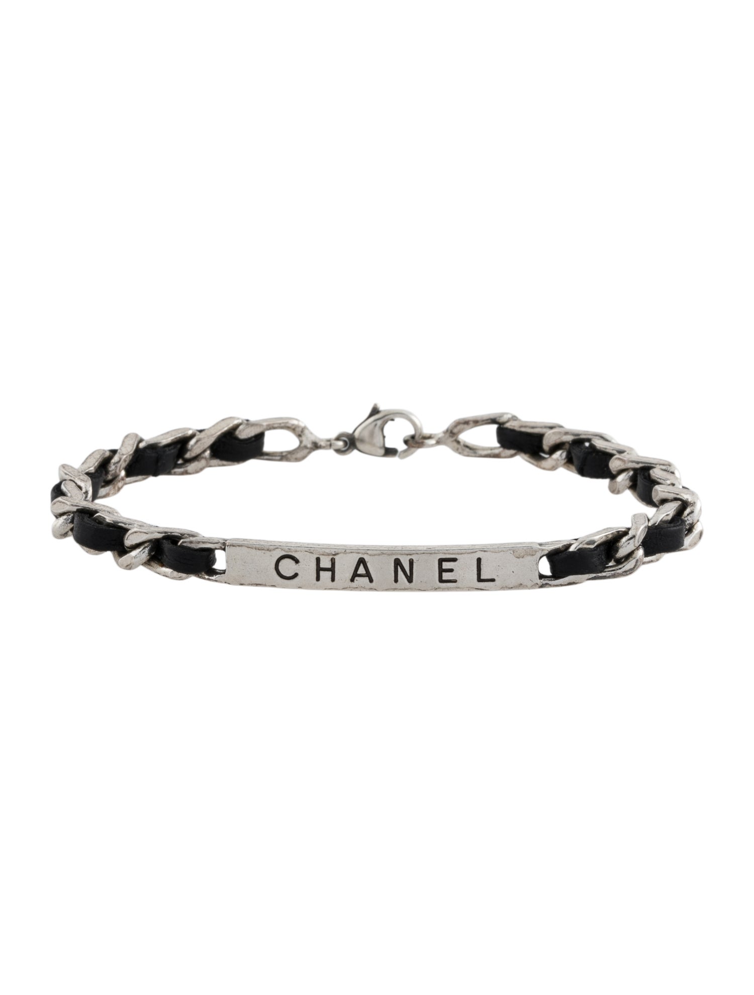 Chanel Vintage Leather ID Link Bracelet