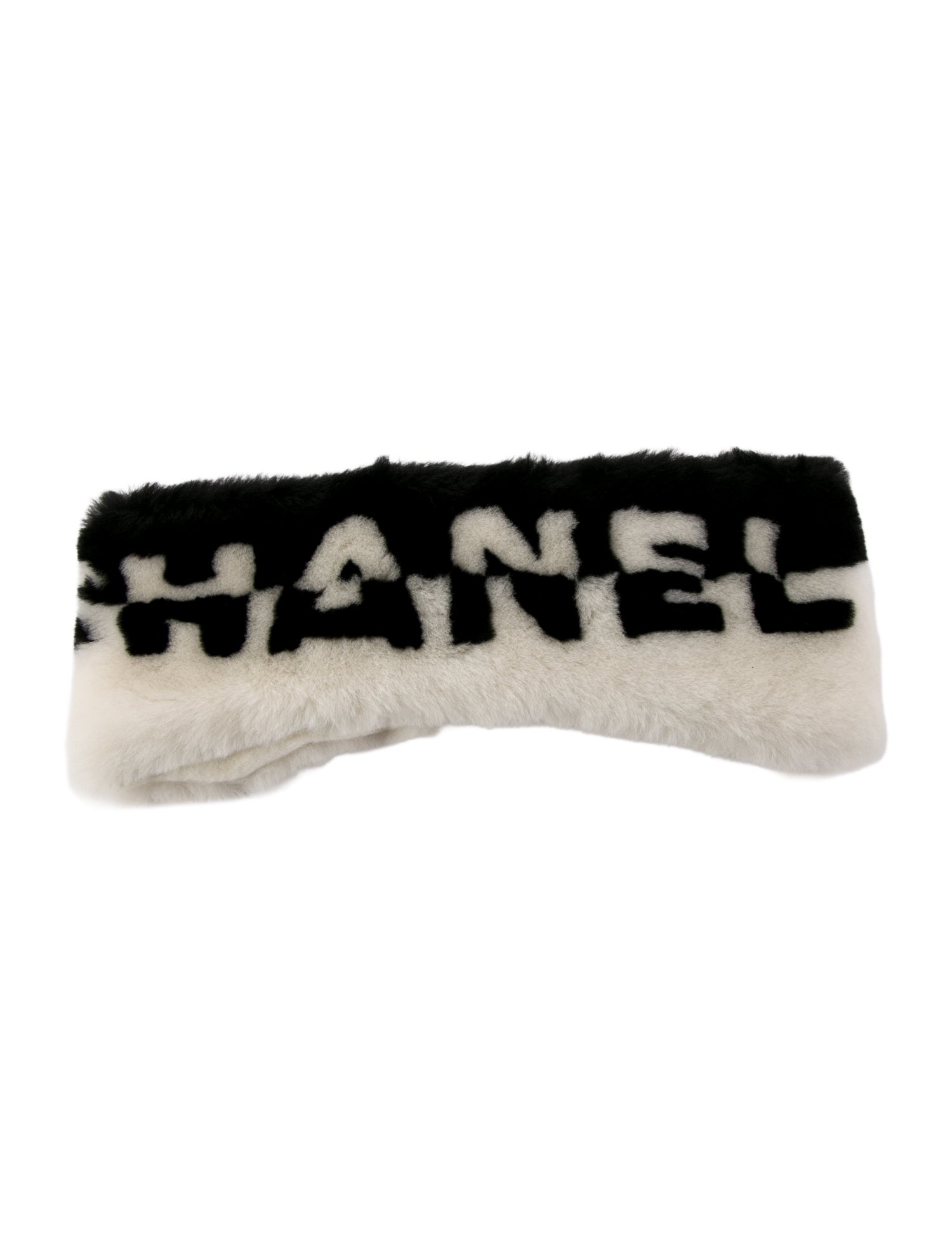 Chanel Lamb Shearling Logo Headband