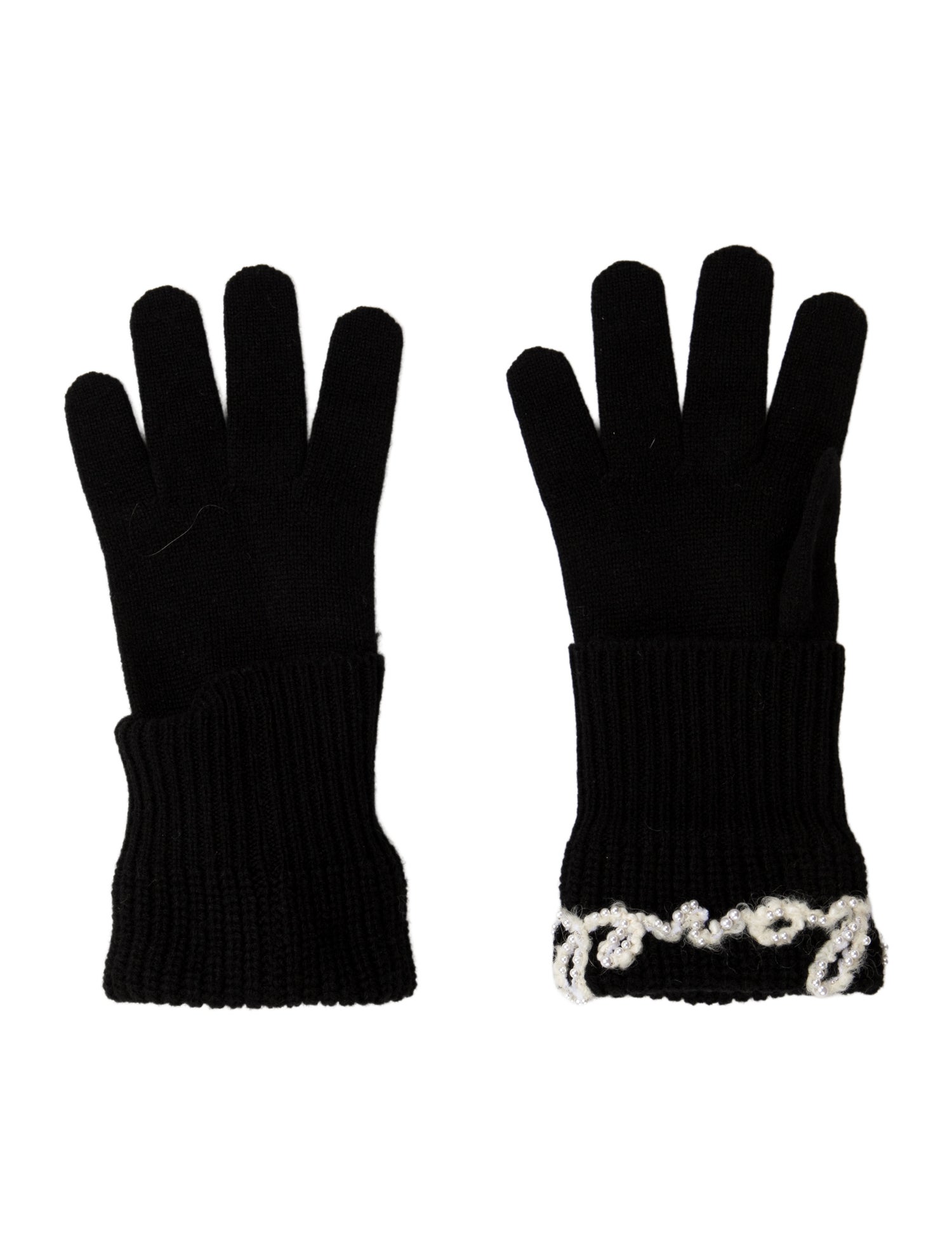 Chanel 2021 Faux Pearl Cashmere Gloves
