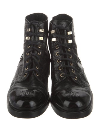 Chanel 2021 Interlocking CC Logo Combat Boots