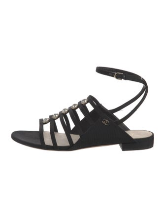 Chanel Interlocking CC Logo Canvas Gladiator Sandals