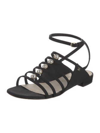 Chanel Interlocking CC Logo Canvas Gladiator Sandals