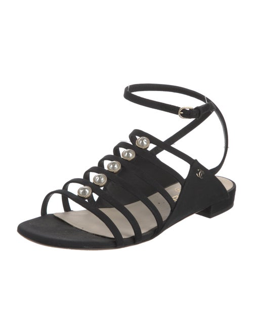 Chanel Interlocking CC Logo Canvas Gladiator Sandals