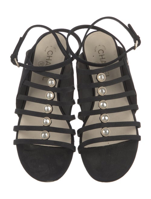 Chanel Interlocking CC Logo Canvas Gladiator Sandals