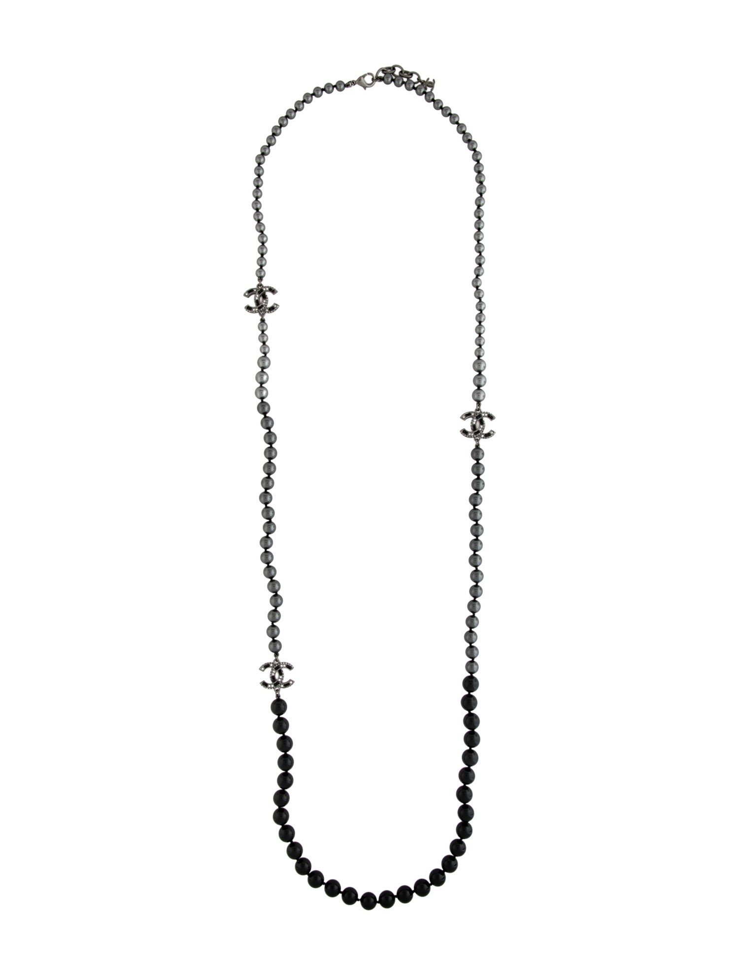 Chanel Faux Pearl, Resin & Strass CC Beaded Necklace