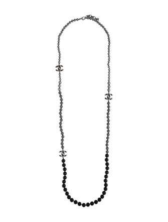 Chanel Faux Pearl, Resin & Strass CC Beaded Necklace
