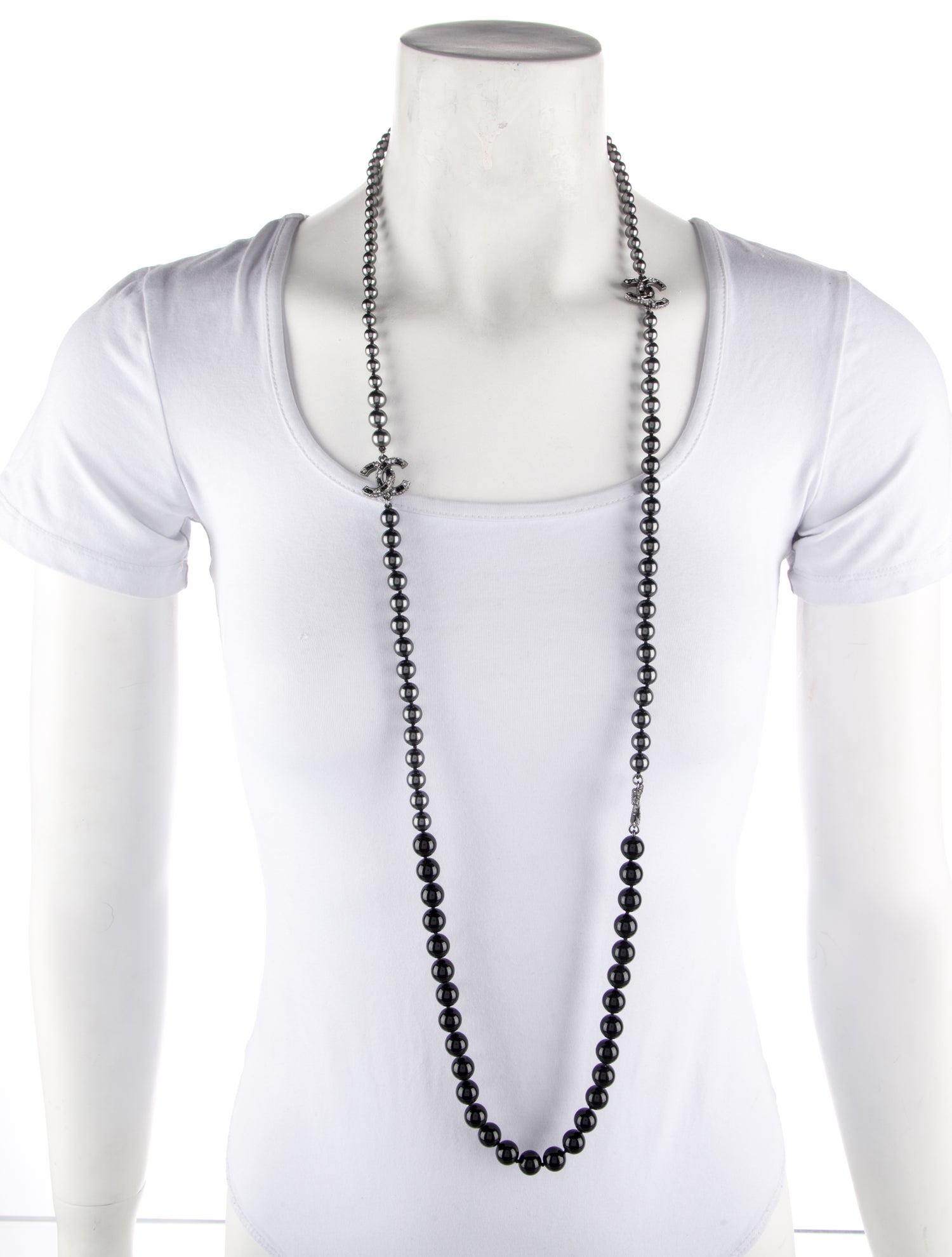 Chanel Faux Pearl, Resin & Strass CC Beaded Necklace