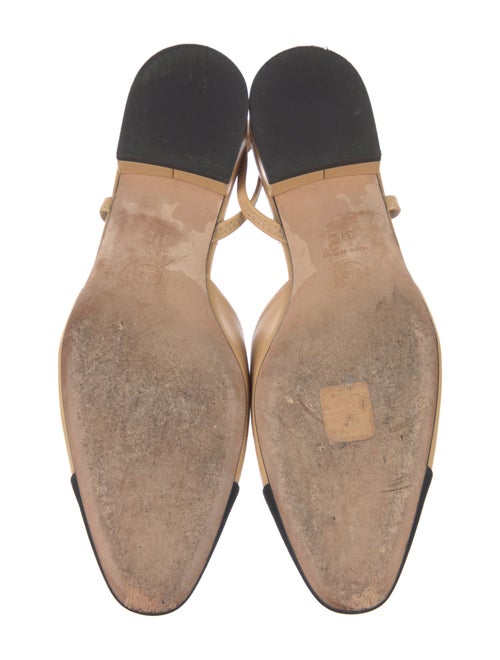 Chanel Interlocking CC Logo Leather Slingback Flats